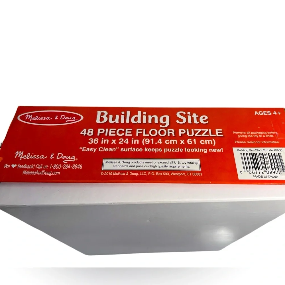 This 48 Piece Construction Site Floor Puzzle is for Ages 4+ by Melissa & Doug.